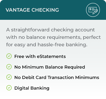 Vantage Checking Comparison Card