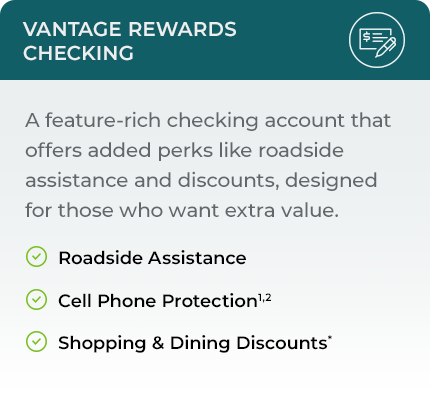 Vantage Rewards Checking Comparison Card