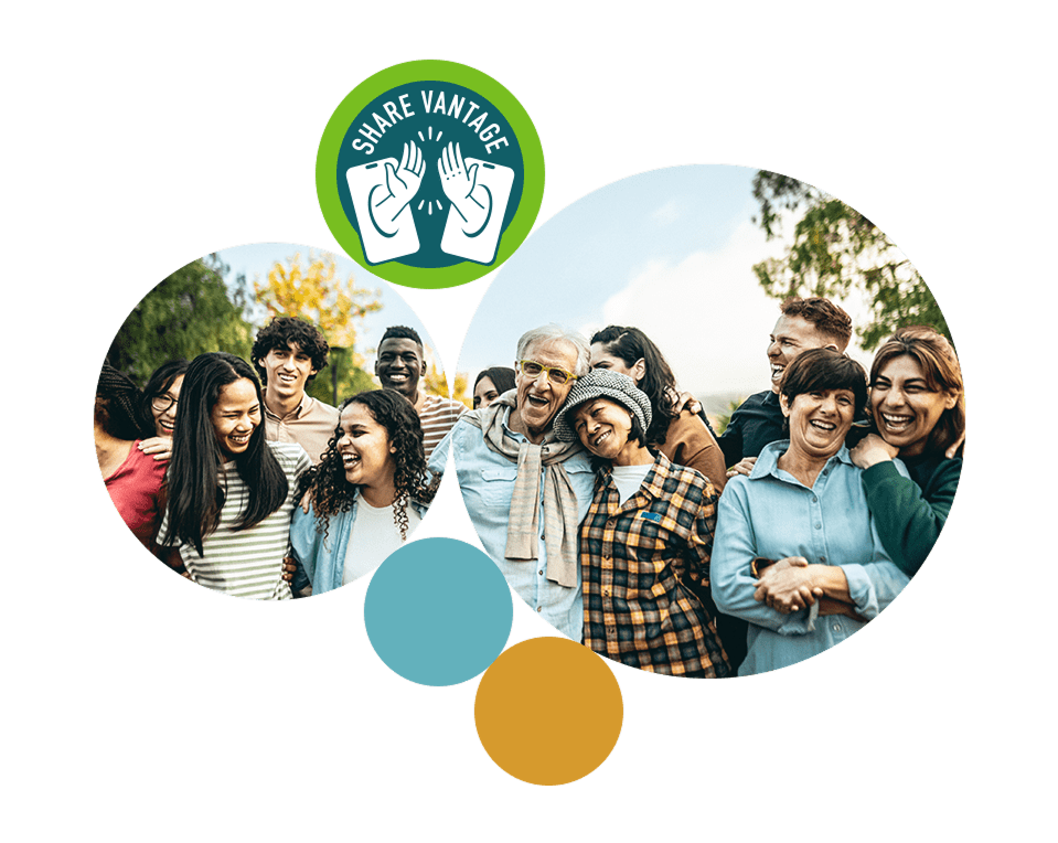 A collage of friends and family hugging