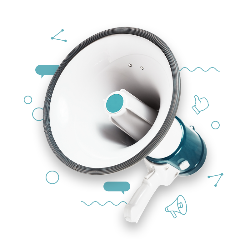 megaphone with social media icons